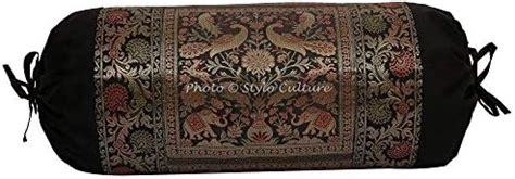 Stylo Culture Indian Polydupion Cylindrical Yoga Bolster Pillow Cover