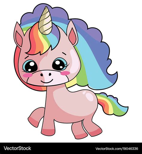 Cartoon Unicorn With A Rainbow Mane Sweet Pony Vector Image