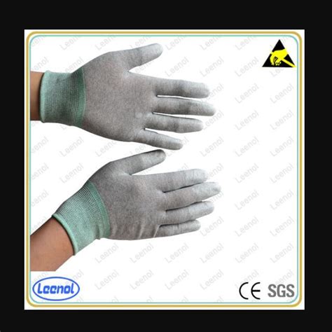 Leenol Cleanroom Esd Antistatic Pu Palm Woven Glove With Conductive