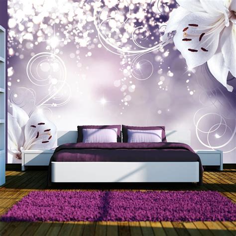 Tiptophomedecor Peel And Stick Floral Wallpaper Wall Mural Lilies And Glitters Removable Wall