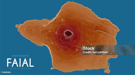 Topographic Map Of Faial Azores Islands Portugal Vector Detailed ...