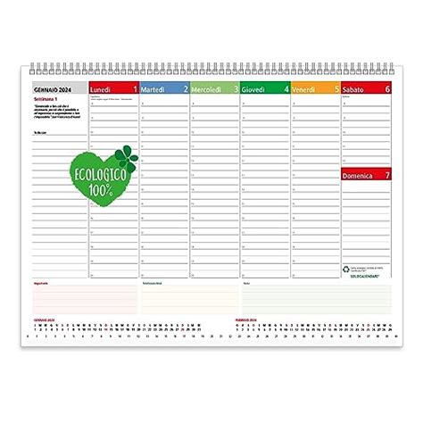 Planner Settimanale Da Tavolo Spiralato Con Tutte Le Date Stampate