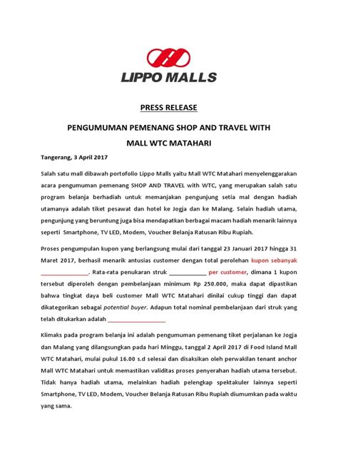 Contoh Press Release Perusahaan Produk Dan Event Wordsmith Group