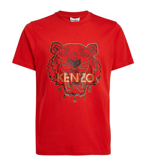 Kenzo Red Cotton Icon Tiger T Shirt Harrods Uk