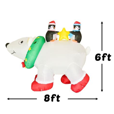 Christmas Inflatable Polar Bear With Penguins Ft In Christmas