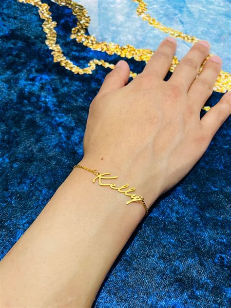 14k Solid Gold Name Bracelet Custom Name Bracelet Dainty Name