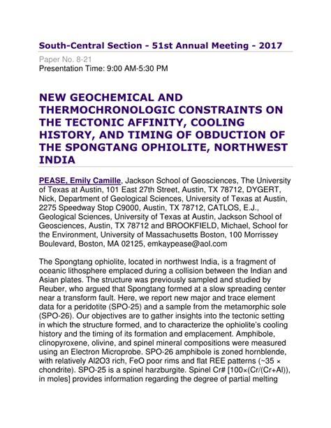 PDF NEW GEOCHEMICAL AND THERMOCHRONOLOGIC CONSTRAINTS ON THE TECTONIC