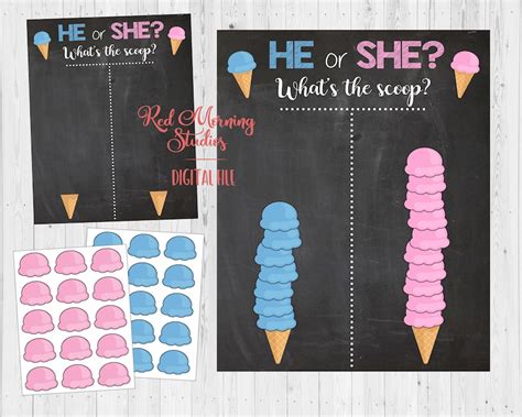 Ice Cream Scoop Gender Reveal PRINTABLE What S The Scoop Etsy