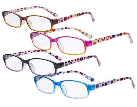 4 Pack Ladies Reading Glasses Cute Readers With Colorful Polka Dots Patterned Temple For Women