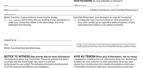 Subpoena Witness Form Fill Out Printable Pdf Forms Online