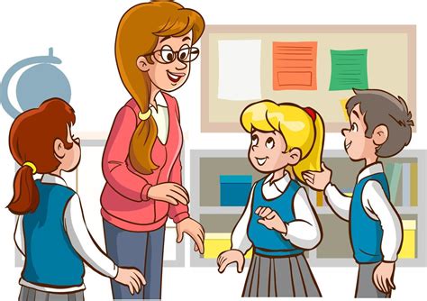 Teacher And Students Are Studying In The Classroom Cartoon Vector