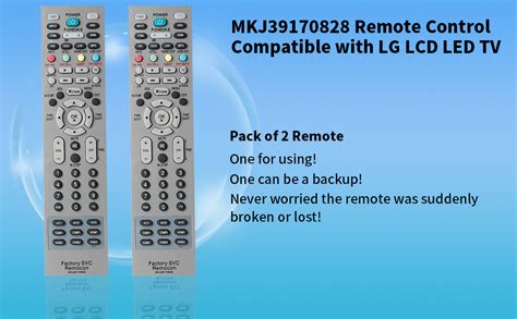 Amazon.com: 【Pack of 2】 MKJ39170828 Remote Control Compatible with LG ...