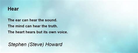 Hear Poem By Steve Howard Poem Hunter