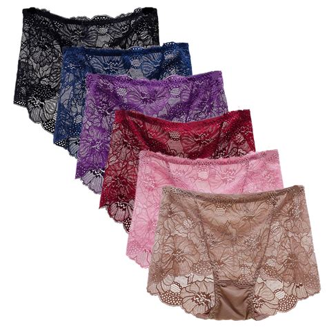 Timnas Womens Sexy High Waist Panties Lace Underwear Hipster Pack Tanga