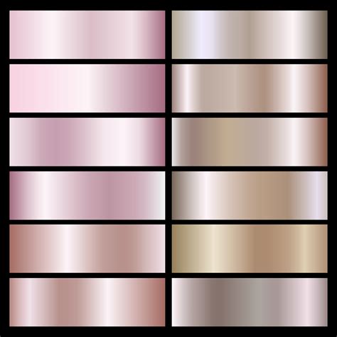 Set of holographic gold rose and bronze foil textures. Vector graphics