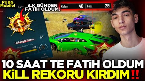 10 SAATTE FATİH OLDUM KİLL REKORU KIRDIĞIM DESTANSI RANK MAÇI PUBG