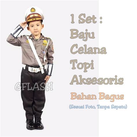 Jual Ready Stok Kostum Profesi Anak Polantas Baju Seragam Polisi Lalu