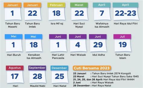 Catat Ini Daftar Hari Libur Nasional Dan Cuti Bersama Tahun 2023