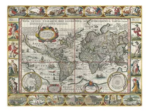 Mapa Mundi Antigo 1628 Mapas Tela Para Quadro à venda em Ijuí Rio