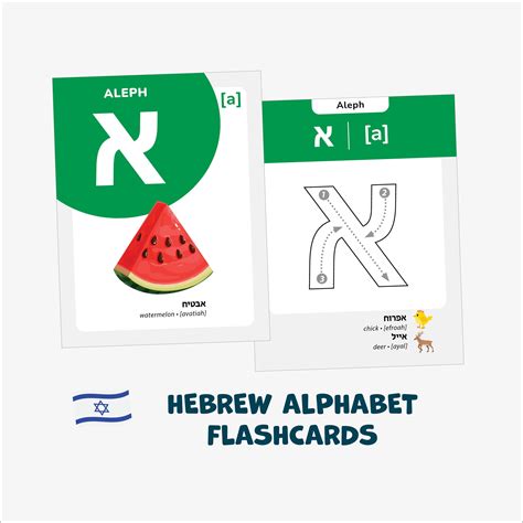 Hebrew Alphabet Flashcards Tracing Hebrew Letters Hebrew Language ...