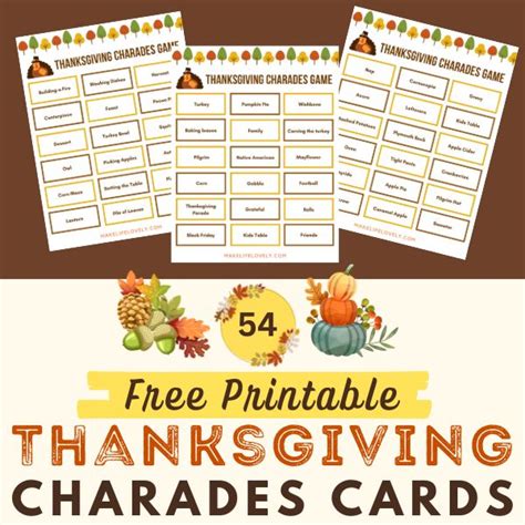 FREE Printable Thanksgiving Charades {54 Cards + 18 Blank!}