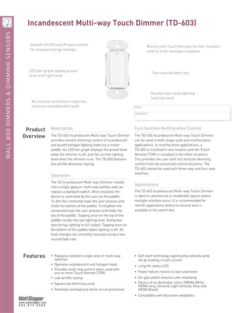 Fillable Online Incandescent Multi Way Touch Dimmer Td Fax Email