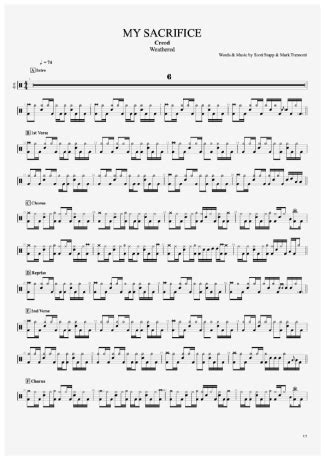 My Sacrifice - Creed - Drum Sheet Music - AriaMus.com – DrumSetSheetMusic