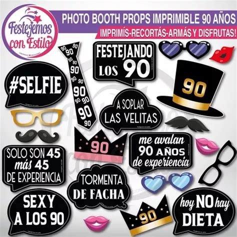 Photo Props Imprimible Cumple 90 Años Carteles Para Fotos