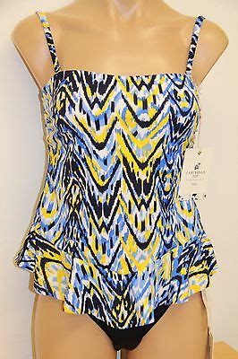 NWT Caribbean Joe Swimsuit Bikini Tankini 2pc Set Sz 8 10 BLK Yellow EBay