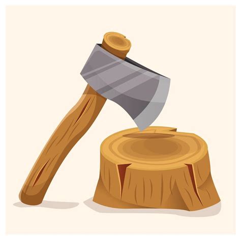 Axe With Wooden Handle Vector Iron Axes With Brown Ocher Wooden