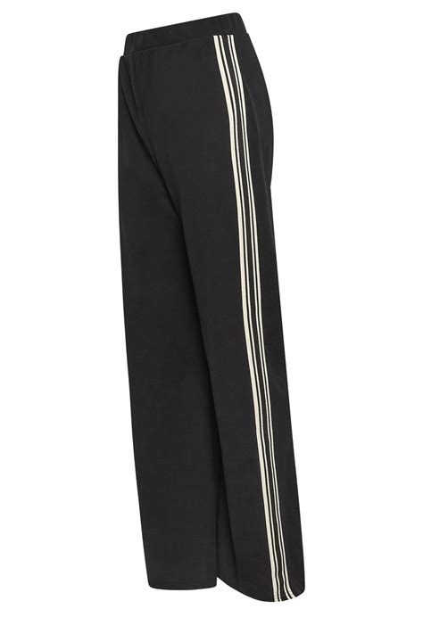 Mandco Black Side Stripe Wide Leg Trousers Mandco