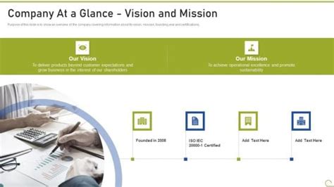 Company At A Glance Vision And Mission Powerpoint Templates Slides And