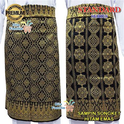 Sampin Songket Tenun Siap Jahit Meter Samping Exclusive Hitam Emas