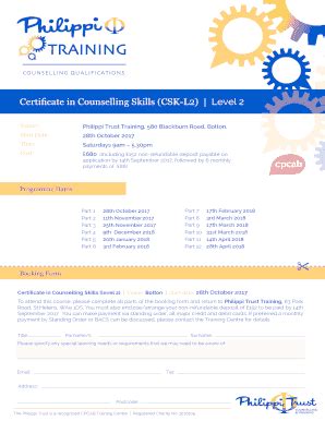 Fillable Online Certificate In Counselling Skills CSK L2 Level 2 Fax