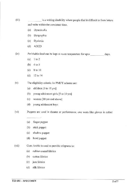 Icse Home Science Specimen Paper 2023 Pdf Cisce Class 10 Home