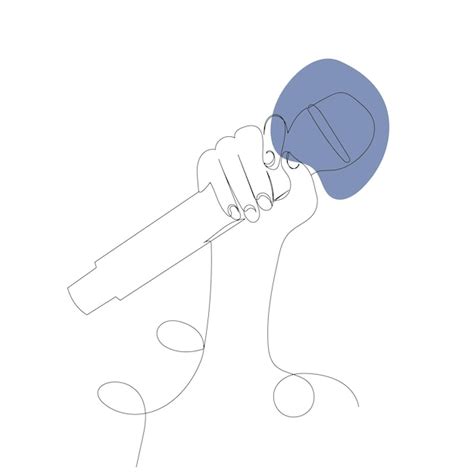 Premium Vector Hand With Microphone One Continuous Line Drawing