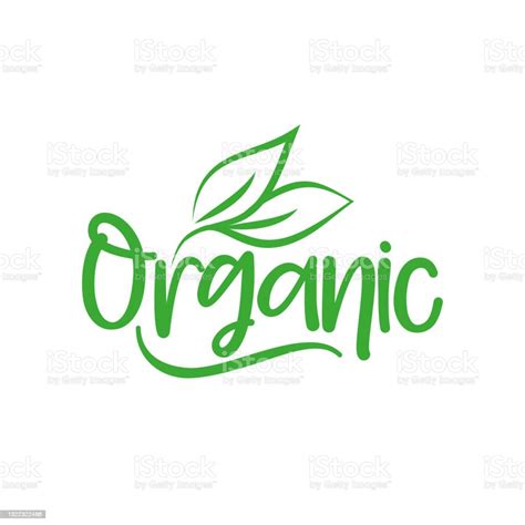 Organic Logo Green Leaf Label For Veggie Or Vegetarian Food Package