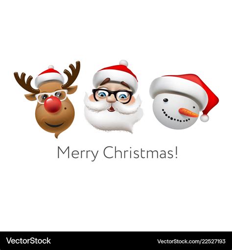 Holiday emoticon set icons christmas emoji Vector Image