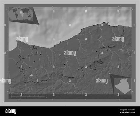 Boumerdes Province Of Algeria Grayscale Elevation Map With Lakes And