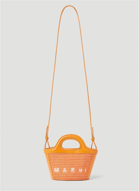 Marni Tropicalia Micro Bucket Shoulder Bag In Orange Marni