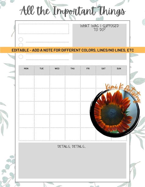 Editable Monthly Calendar, Fillable Month, Year, Days, Printable ...