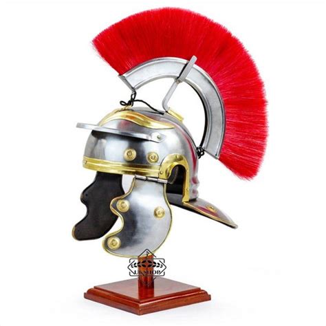 Collectibles Roman Centurion Officer Helmet With Red Plume Armor Sca