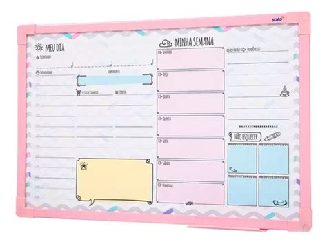 Lousa Planner Semanal Parede X Cm Planejador Chevron Rosa Mercadolivre