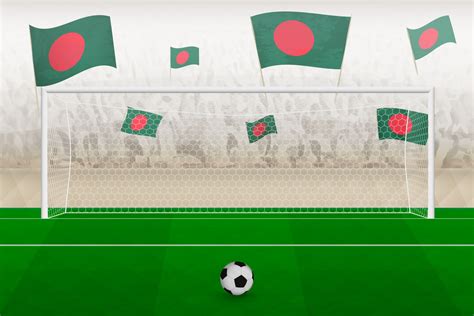 Bangladesh football team fans with flags of Bangladesh cheering on ...