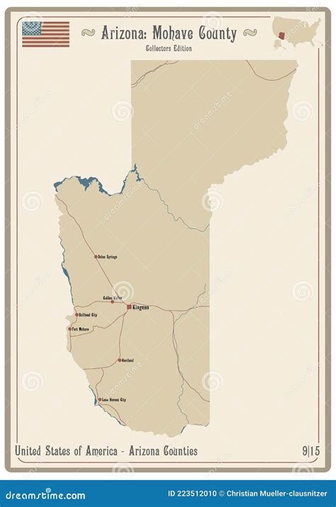 Map Of Mohave County In Arizona Stock Vector Illustration Of Rivers