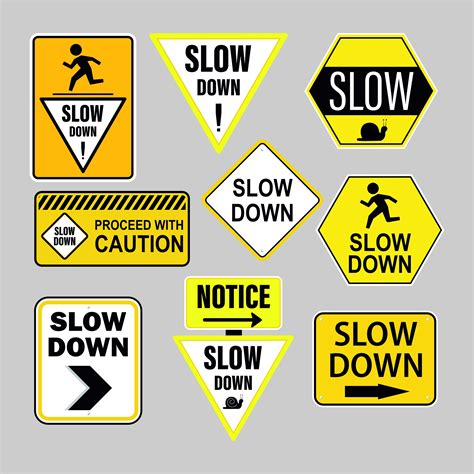Slow Down Road Signs SVG Bundle | 8 Traffic Sign Vectors | Craft & DIY