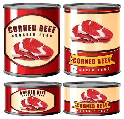 Colección Corned Beef En Lata Vector Premium