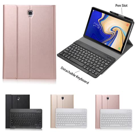 10pcslot Pen Slot Detachable Wireless Bluetooth Keyboard Leather Case For Samsung Galaxy Tab S4