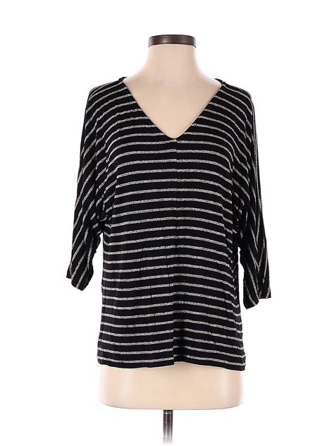 J Jill Color Block Stripes Black Long Sleeve Top Size M 75 Off ThredUP