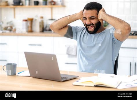 Indian Man Get A Bad News Angry Annoyed Indian Man Freelancer Or Designer Emotionally Yells